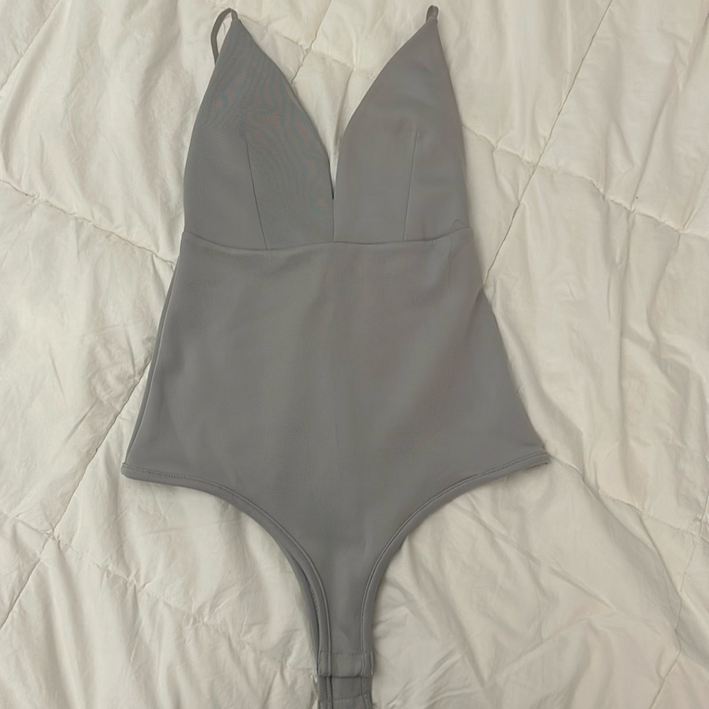 REVAMPED GREY DEEP V BODYSUIT